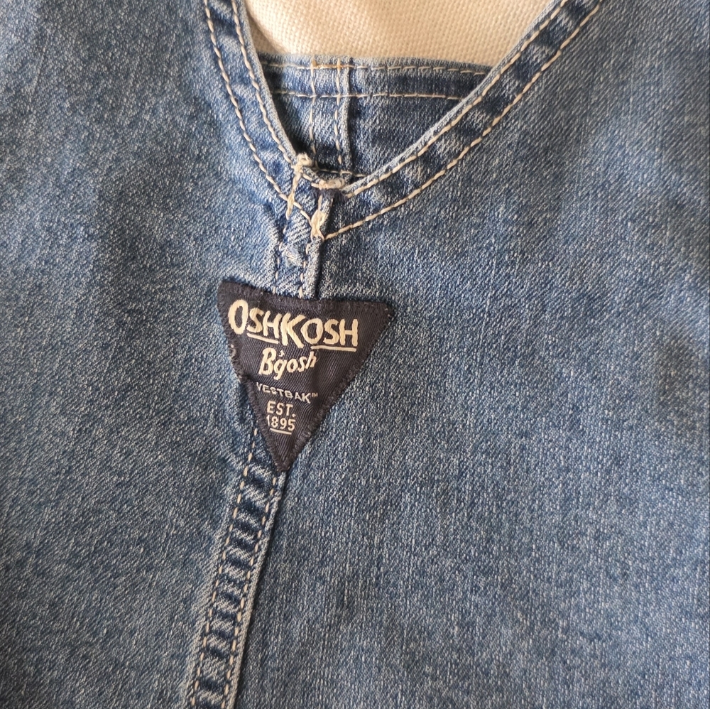 OshKosh B'gosh Classic Denim Overall Bib Dungarees Vestbak Toddler Rugged Sz 4t - Picture 6 of 8